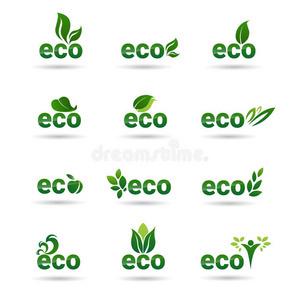 环保有机天然产品网页图标设置绿色标志收集照片